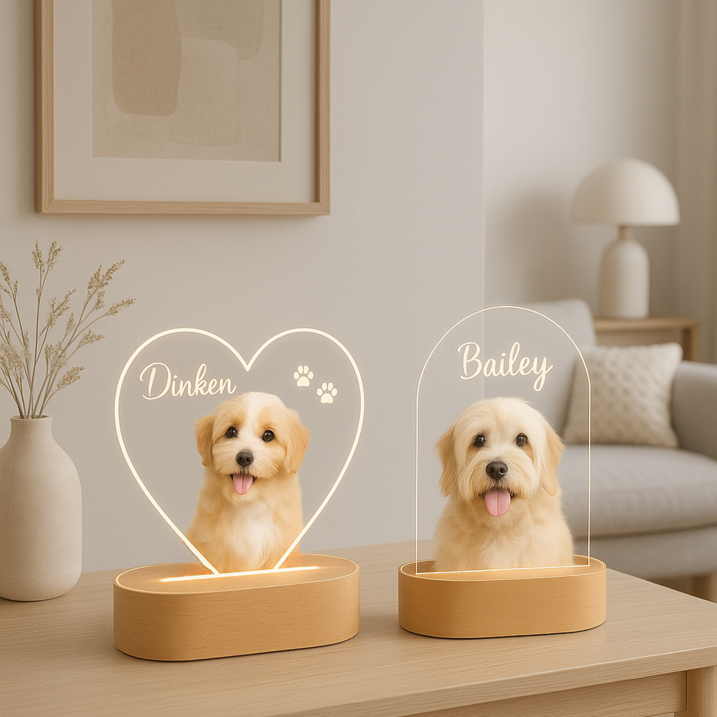 Custom Pet LED Lamp with Name Engraving – Personalized Acrylic Night Light for Dog & Cat Lovers