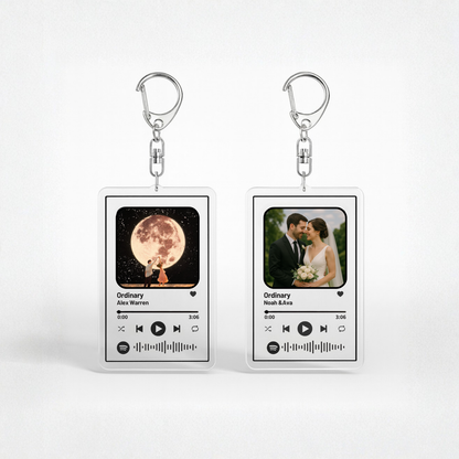 Custom Spotify Song Keychain with Personalized Photo, Song & Code – Acrylic Music Plaque Gift for Couples, Friends & Music Lovers