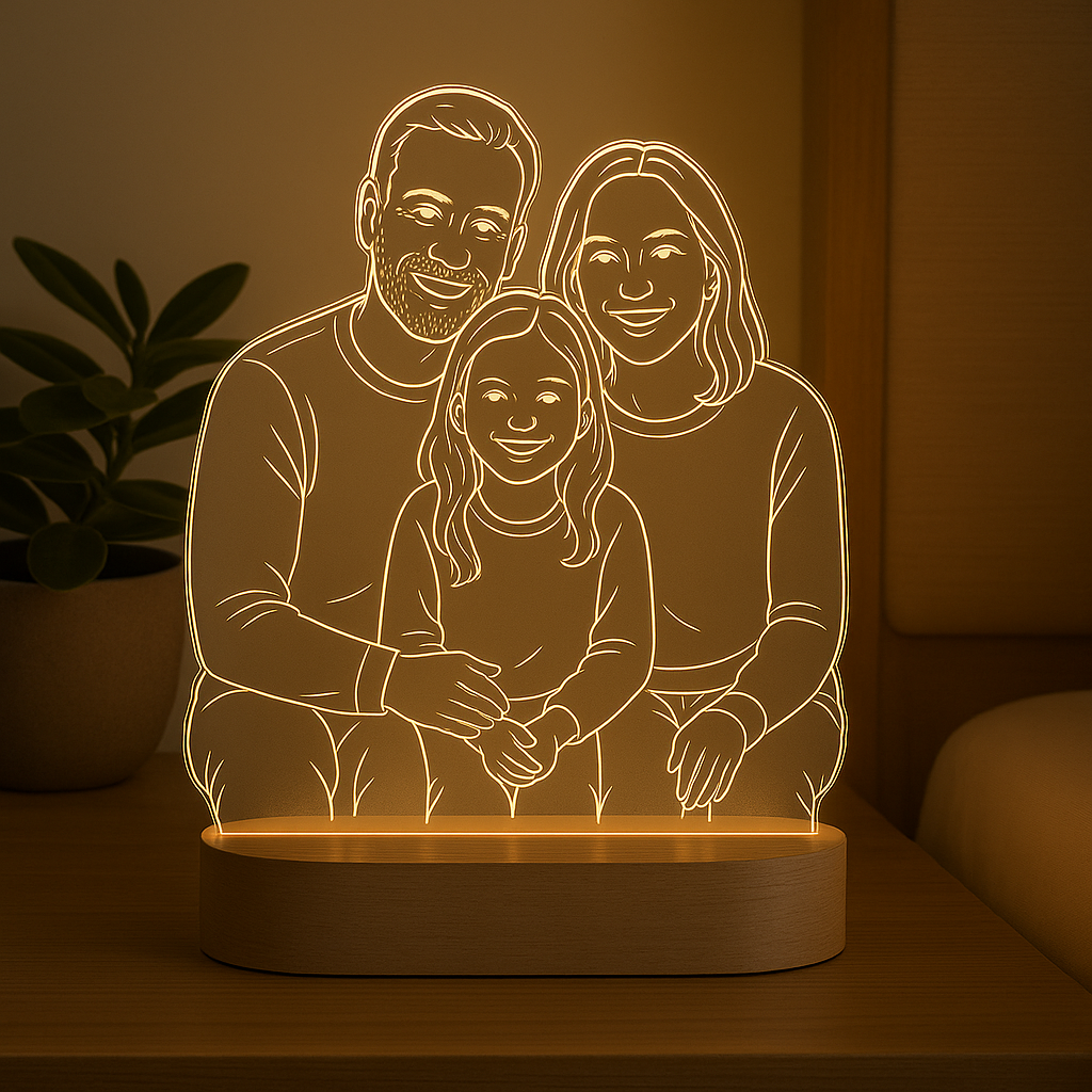 Custom 3D Photo Lamp with Engraved Text - Personalized LED Night Light for Anniversary, Birthday & Holidays