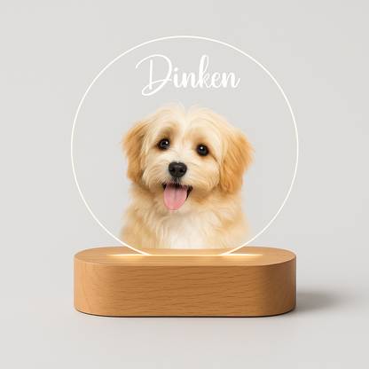 Custom Pet LED Lamp with Name Engraving – Personalized Acrylic Night Light for Dog & Cat Lovers