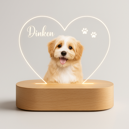 Custom Pet LED Lamp with Name Engraving – Personalized Acrylic Night Light for Dog & Cat Lovers