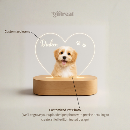 Custom Pet LED Lamp with Name Engraving – Personalized Acrylic Night Light for Dog & Cat Lovers