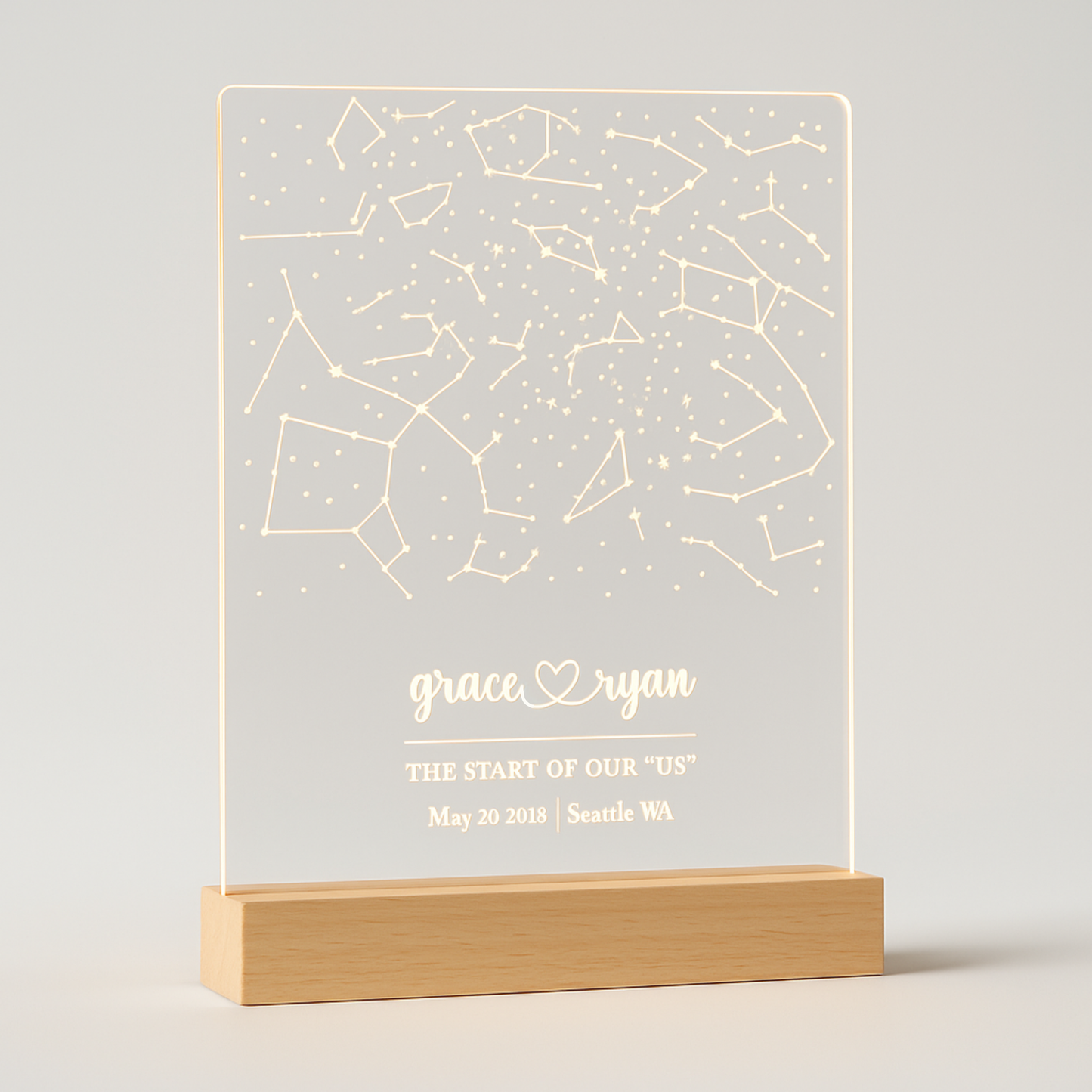 Custom Star Map LED Lamp with Personalized Names, Date & Location – Engraved Acrylic Night Light for Couples & Anniversaries